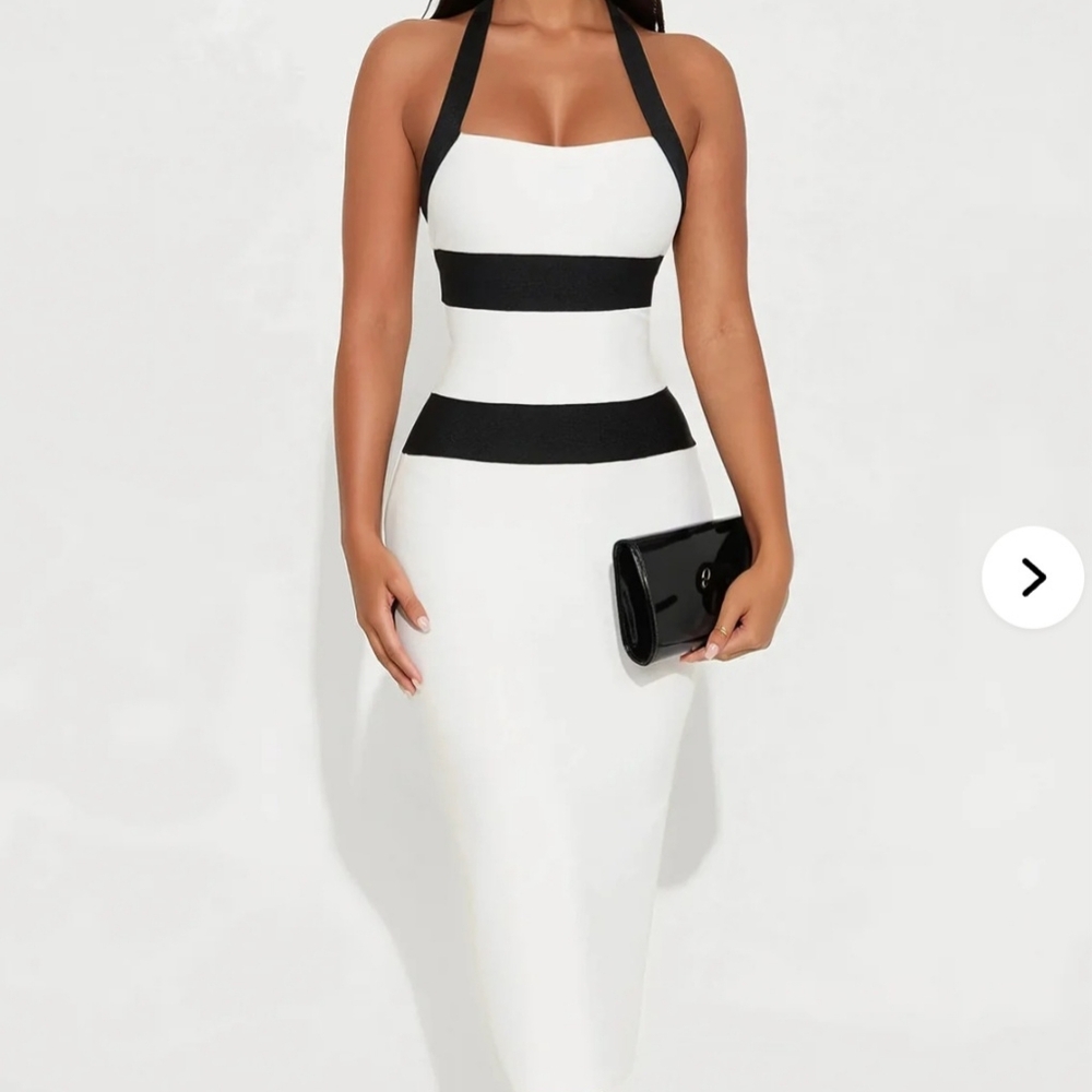 Black and White Strapless Dress